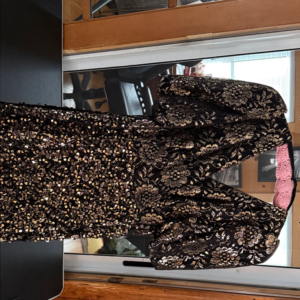 Black and Gold Sequin Dress
